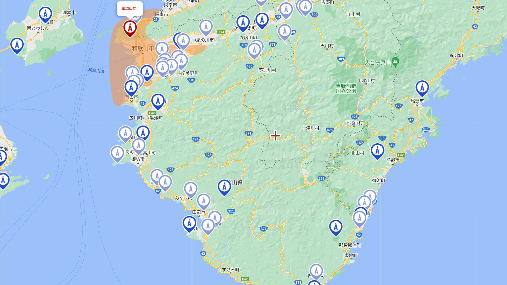 和歌山県の地デジ電波受信状況